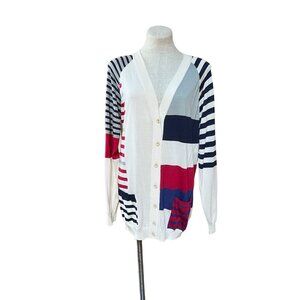 Bruno Manetti NWT Luxury Colorblock Cardigan Lightweight Multi Streetwear